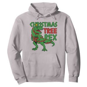 Christmas Dinosaur Hoodie Funny Tree Rex Xmas Light TS12 Ice Gray Print Your Wear