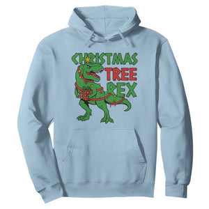 Christmas Dinosaur Hoodie Funny Tree Rex Xmas Light TS12 Light Blue Print Your Wear