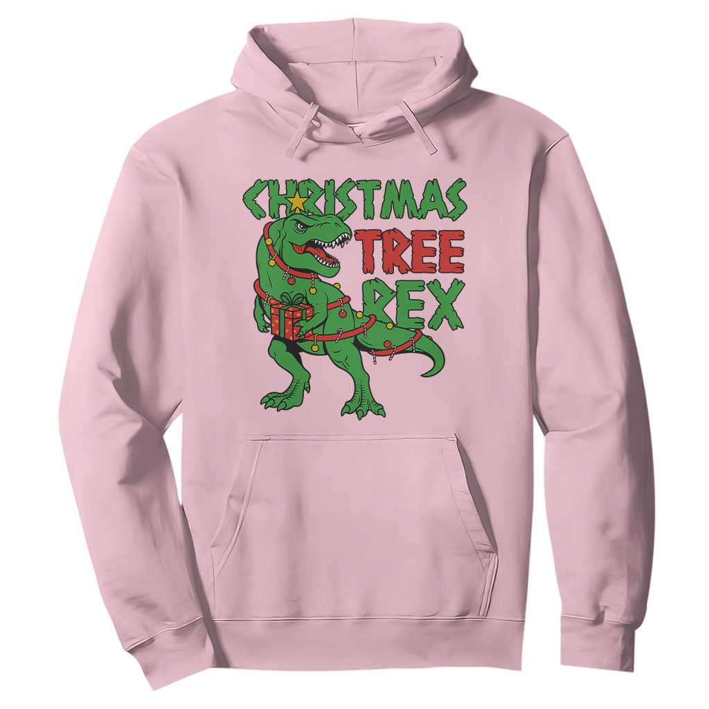 Christmas Dinosaur Hoodie Funny Tree Rex Xmas Light TS12 Light Pink Print Your Wear