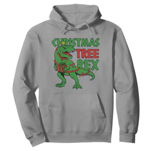 Christmas Dinosaur Hoodie Funny Tree Rex Xmas Light TS12 Sport Gray Print Your Wear