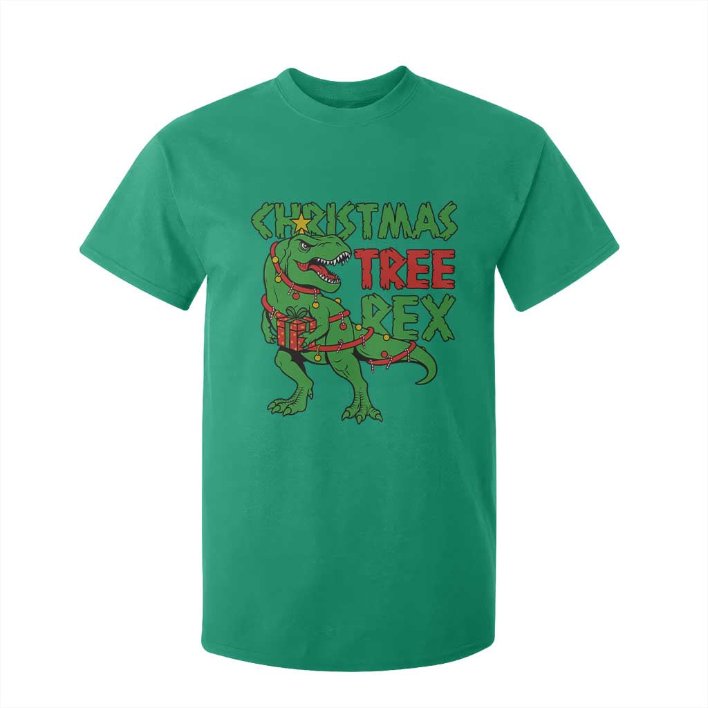 Christmas Dinosaur T Shirt For Kid Funny Tree Rex Xmas Light TS12 Irish Green Print Your Wear