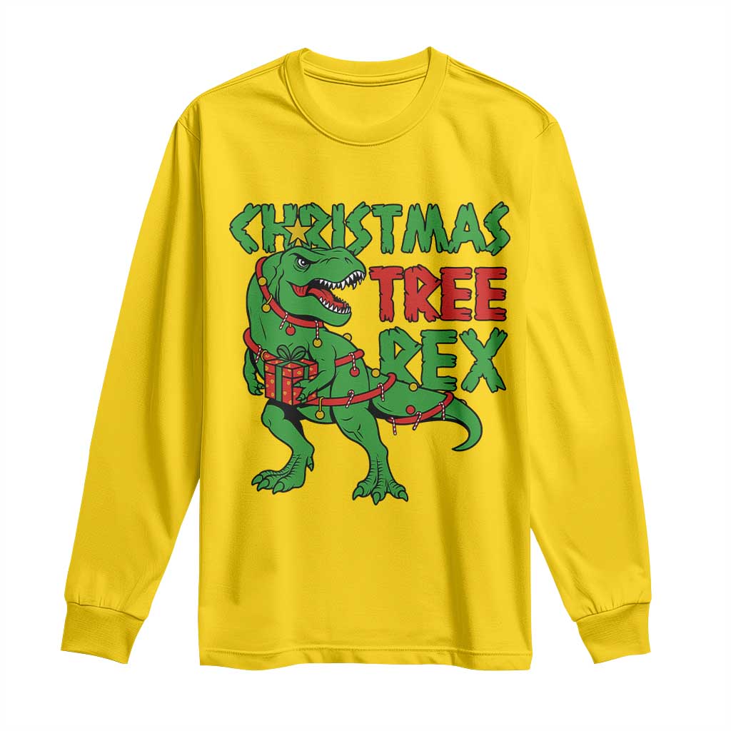 Christmas Dinosaur Long Sleeve Shirt Funny Tree Rex Xmas Light TS12 Daisy Print Your Wear