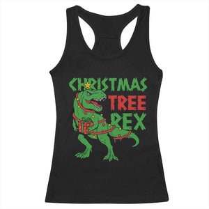 Christmas Dinosaur Racerback Tank Top Funny Tree Rex Xmas Light TS12 Black Print Your Wear