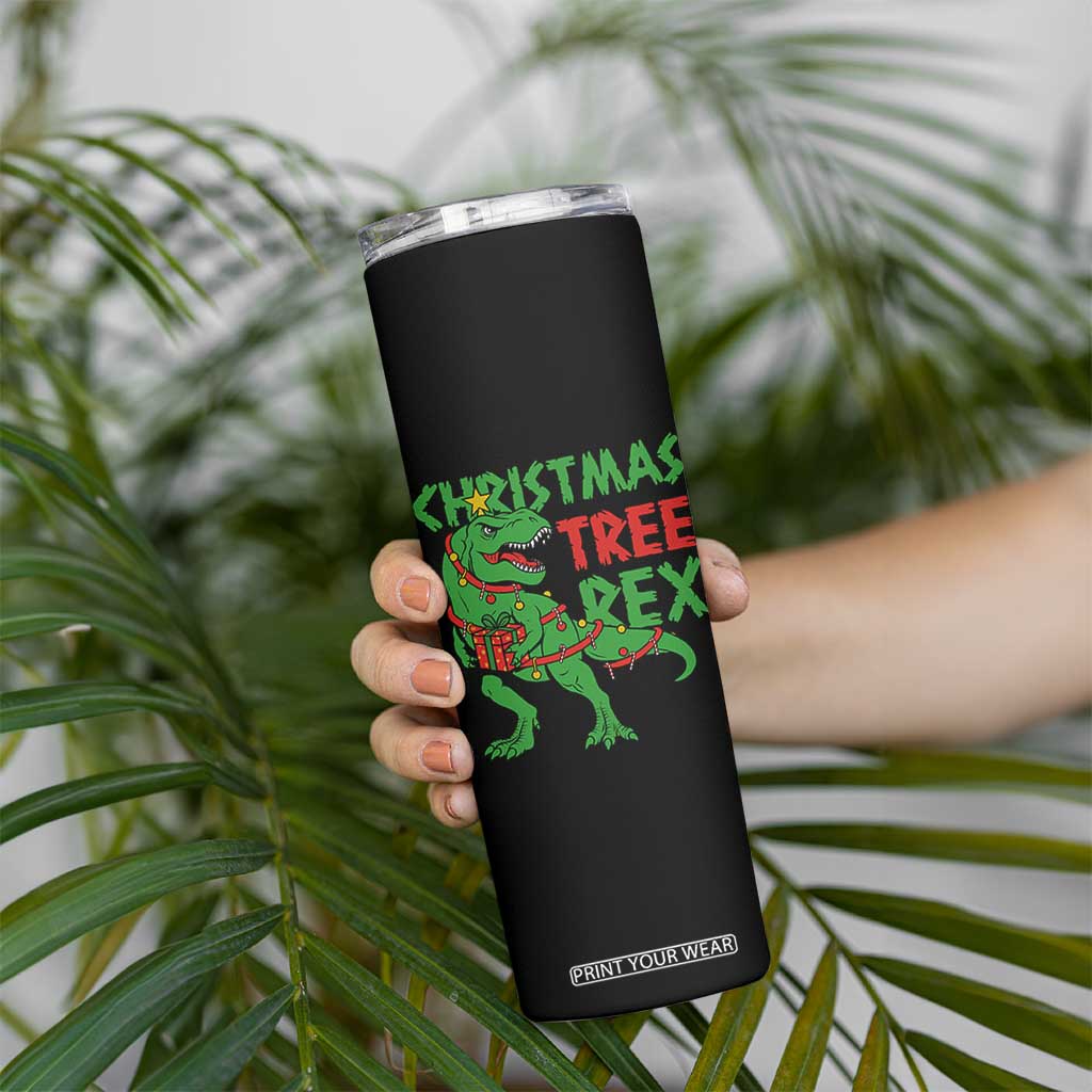 Christmas Dinosaur Skinny Tumbler Funny Tree Rex Xmas Light TS12 Print Your Wear