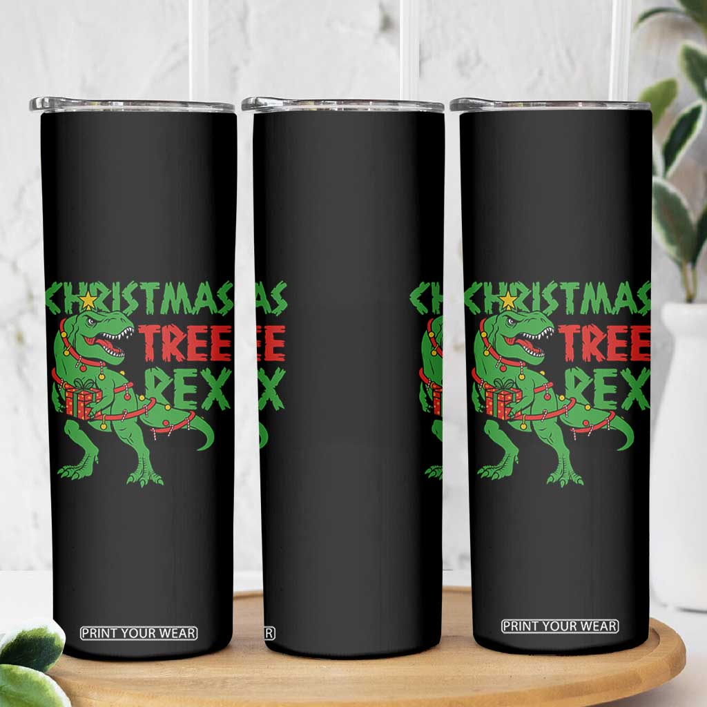 Christmas Dinosaur Skinny Tumbler Funny Tree Rex Xmas Light TS12 Print Your Wear