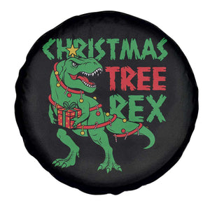 Christmas Dinosaur Spare Tire Cover Funny Tree Rex Xmas Light TS12 Print Your Wear