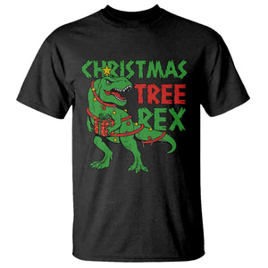 Christmas Dinosaur T Shirt Funny Tree Rex Xmas Light TS12 Black Print Your Wear