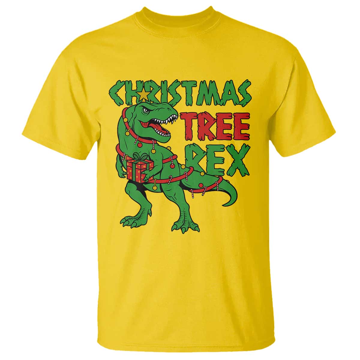 Christmas Dinosaur T Shirt Funny Tree Rex Xmas Light TS12 Daisy Print Your Wear