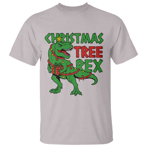 Christmas Dinosaur T Shirt Funny Tree Rex Xmas Light TS12 Ice Gray Print Your Wear