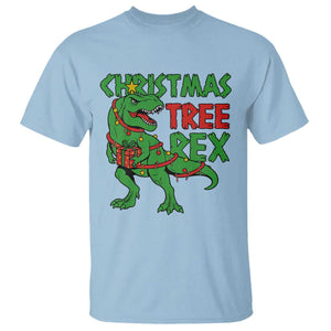 Christmas Dinosaur T Shirt Funny Tree Rex Xmas Light TS12 Light Blue Print Your Wear