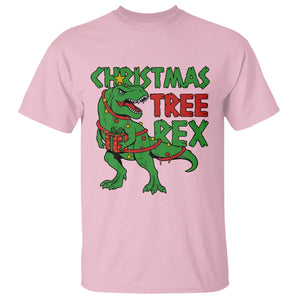 Christmas Dinosaur T Shirt Funny Tree Rex Xmas Light TS12 Light Pink Print Your Wear