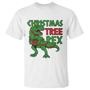Christmas Dinosaur T Shirt Funny Tree Rex Xmas Light TS12 White Print Your Wear