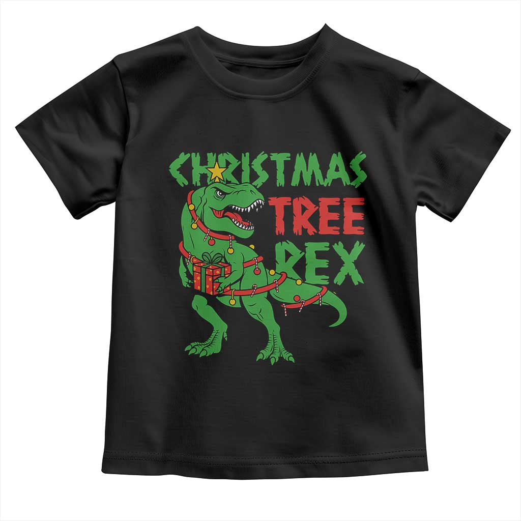 Christmas Dinosaur Toddler T Shirt Funny Tree Rex Xmas Light TS12 Black Print Your Wear