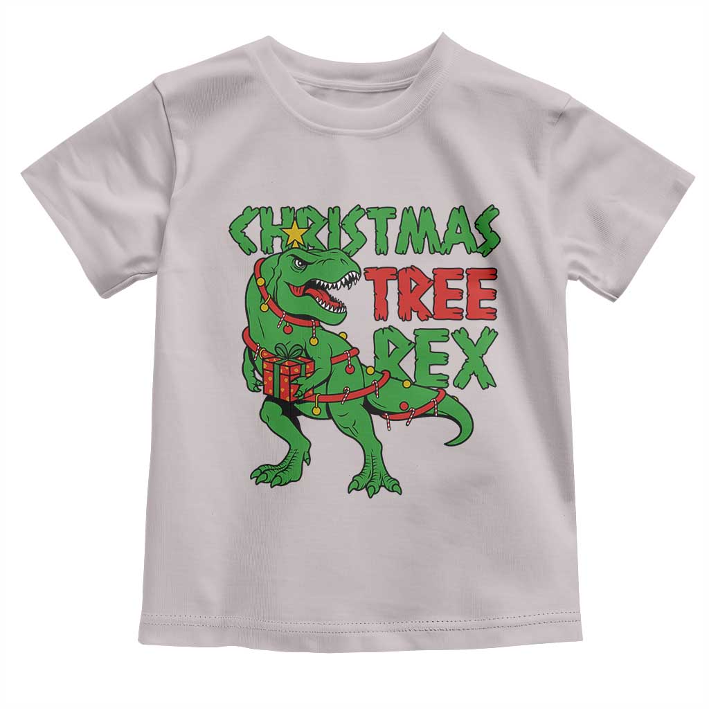 Christmas Dinosaur Toddler T Shirt Funny Tree Rex Xmas Light TS12 Ice Gray Print Your Wear
