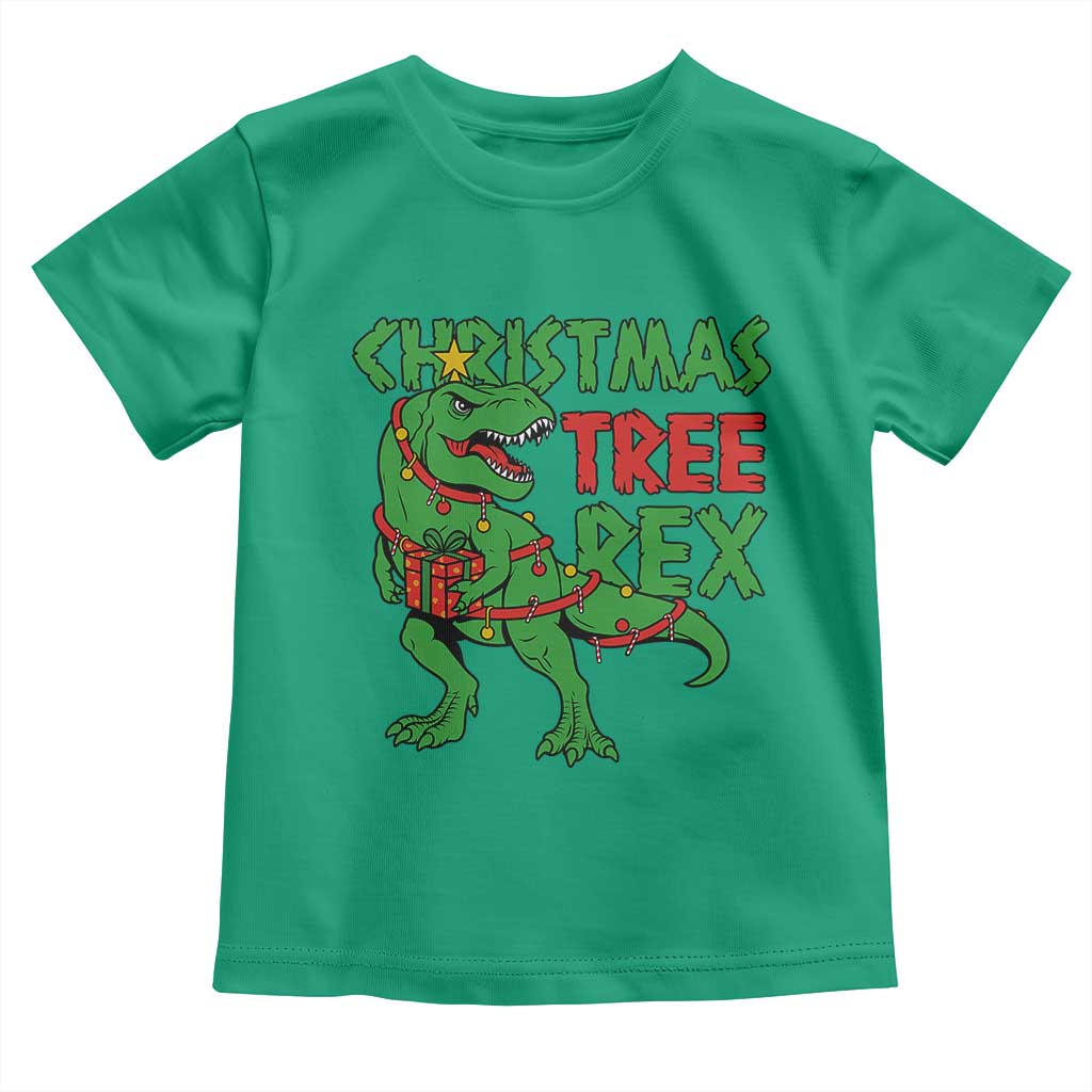 Christmas Dinosaur Toddler T Shirt Funny Tree Rex Xmas Light TS12 Irish Green Print Your Wear