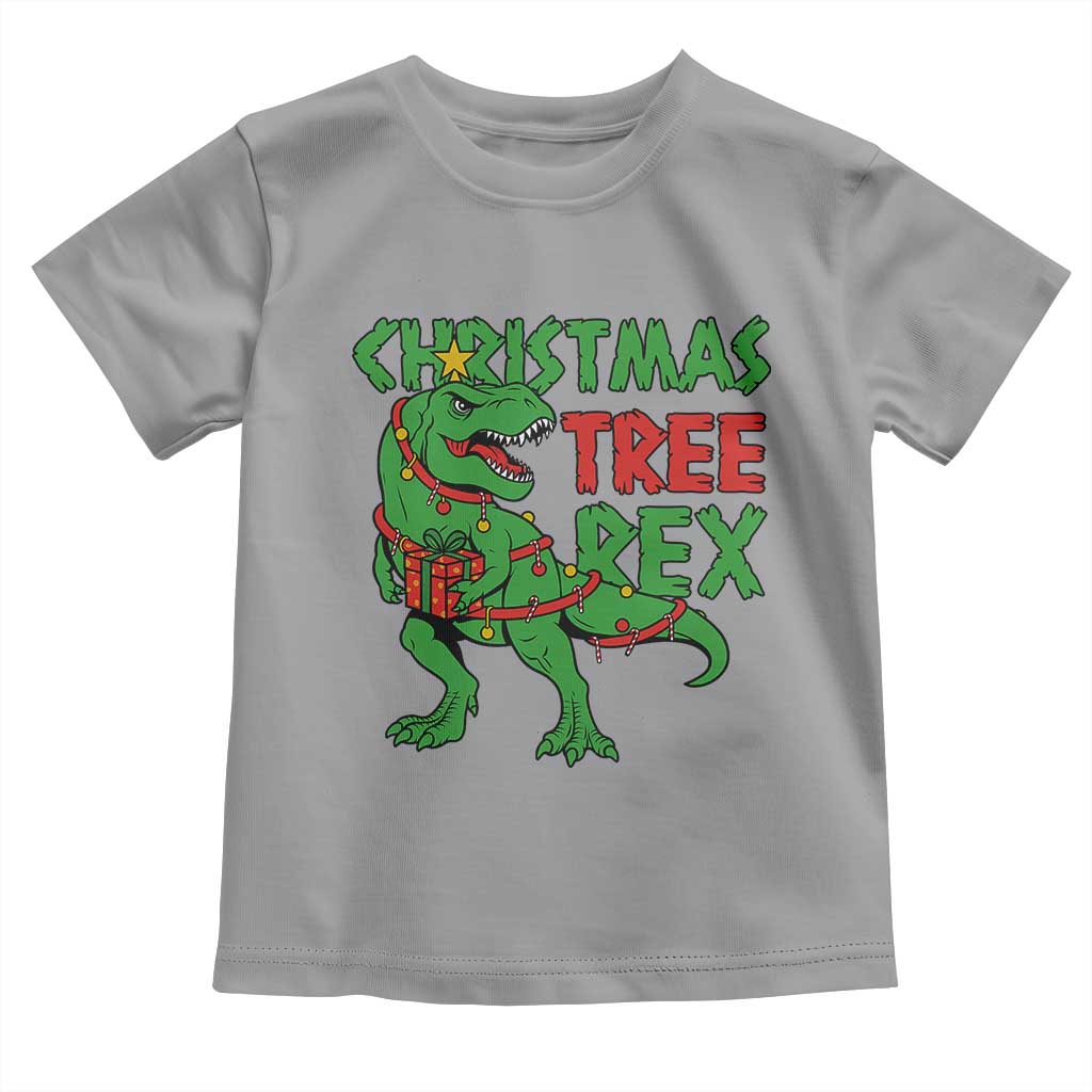 Christmas Dinosaur Toddler T Shirt Funny Tree Rex Xmas Light TS12 Sport Gray Print Your Wear
