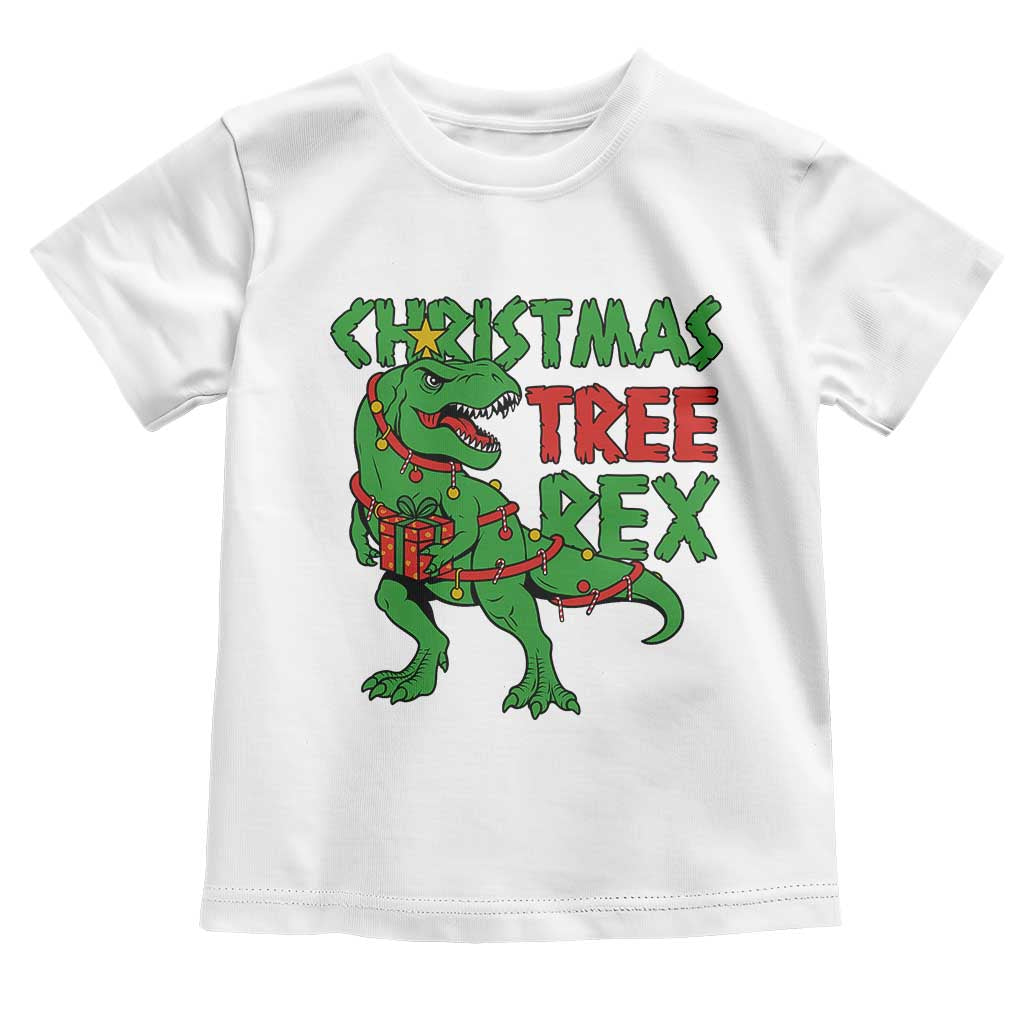 Christmas Dinosaur Toddler T Shirt Funny Tree Rex Xmas Light TS12 White Print Your Wear