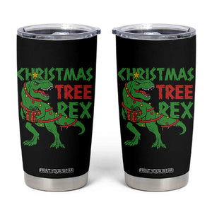 Christmas Dinosaur Tumbler Cup Funny Tree Rex Xmas Light TS12 Black Print Your Wear
