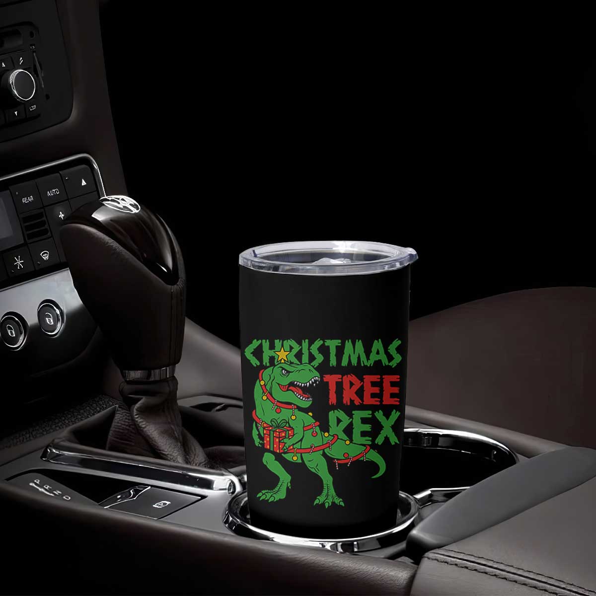 Christmas Dinosaur Tumbler Cup Funny Tree Rex Xmas Light TS12 Print Your Wear