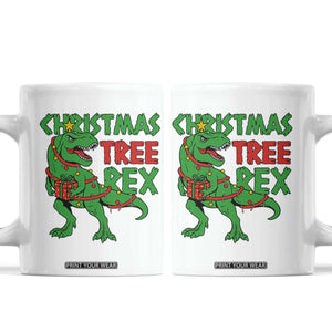 Christmas Dinosaur Coffee Mug Funny Tree Rex Xmas Light TS12 Black Print Your Wear