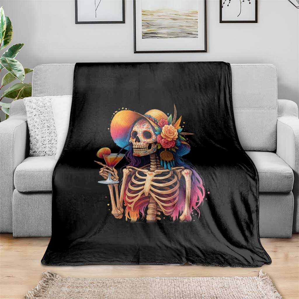 Funny Summer Sugar Skull Cocktail Lover Throw Blanket TS12 Print Your Wear