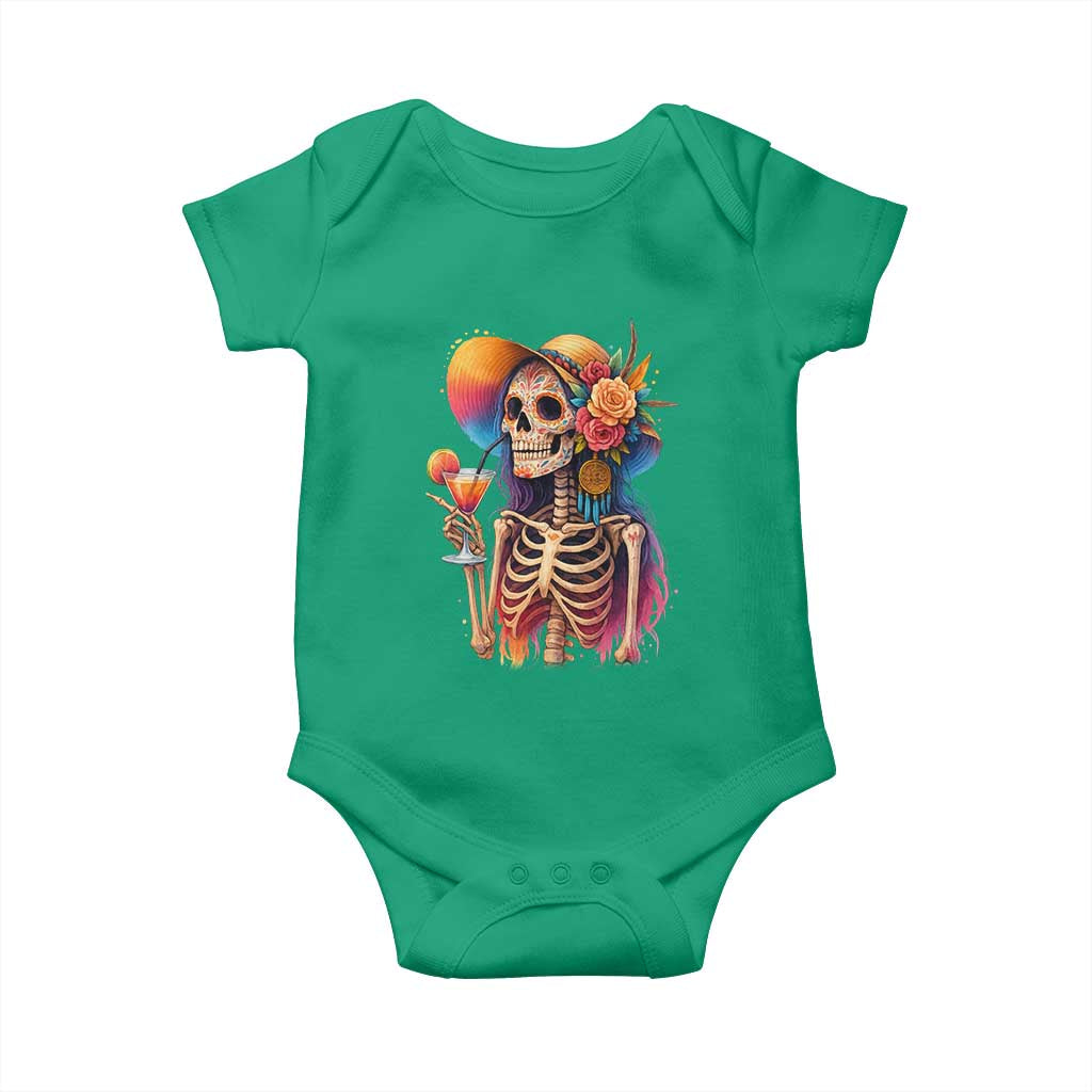 Funny Summer Sugar Skull Cocktail Lover Baby Onesie TS12 Irish Green Print Your Wear