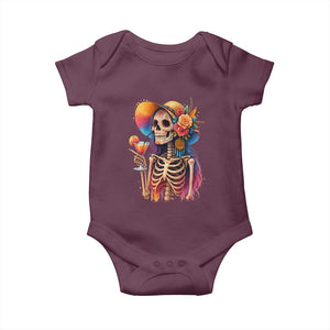 Funny Summer Sugar Skull Cocktail Lover Baby Onesie TS12 Maroon Print Your Wear