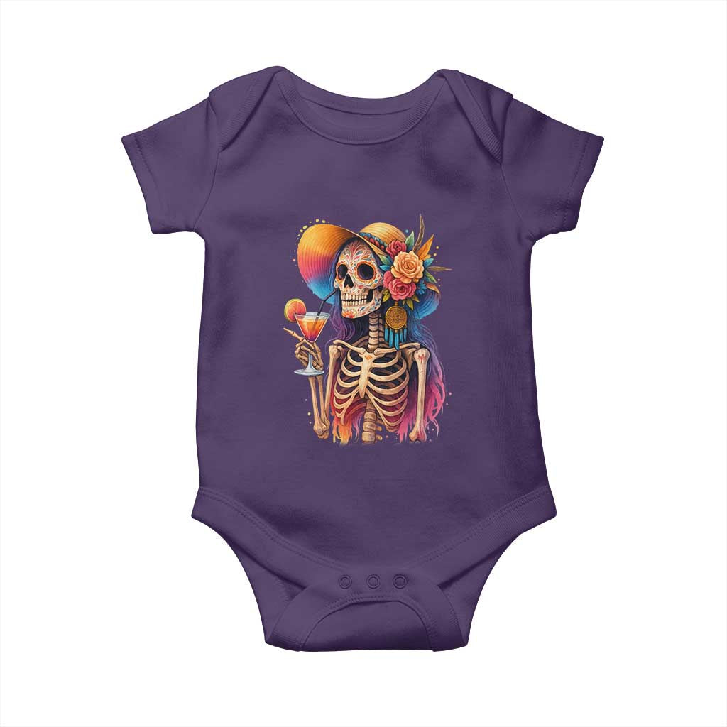 Funny Summer Sugar Skull Cocktail Lover Baby Onesie TS12 Purple Print Your Wear