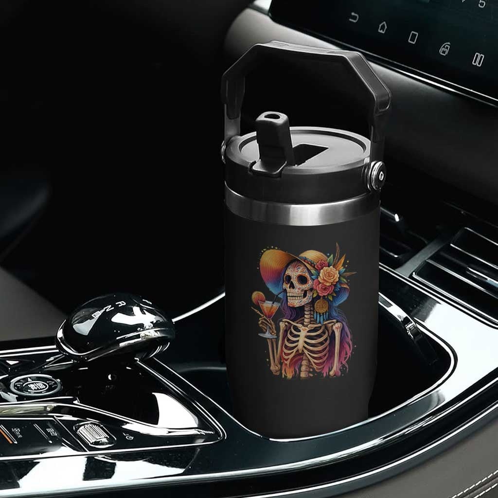 Funny Summer Sugar Skull Cocktail Lover Flip Straw Tumbler TS12 Print Your Wear