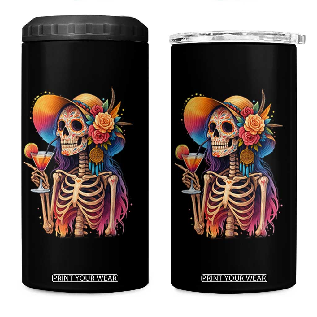 Funny Summer Sugar Skull Cocktail Lover 4 in 1 Can Cooler Tumbler TS12 One Size: 16 oz Black Print Your Wear