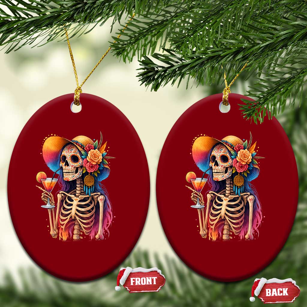 Funny Summer Sugar Skull Cocktail Lover Ceramic Ornament TS12 Print Your Wear