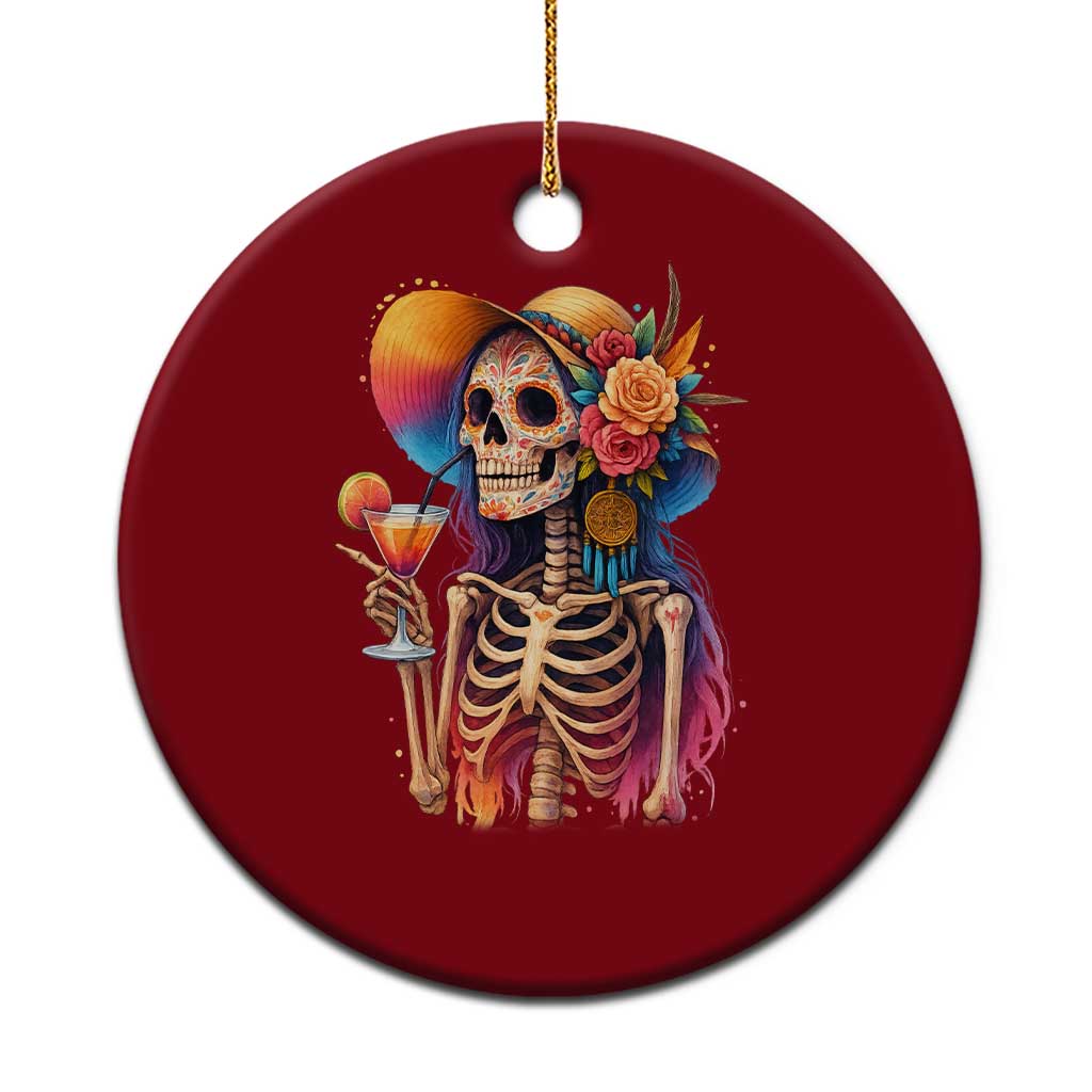 Funny Summer Sugar Skull Cocktail Lover Ceramic Ornament TS12 1pc Red Print Your Wear