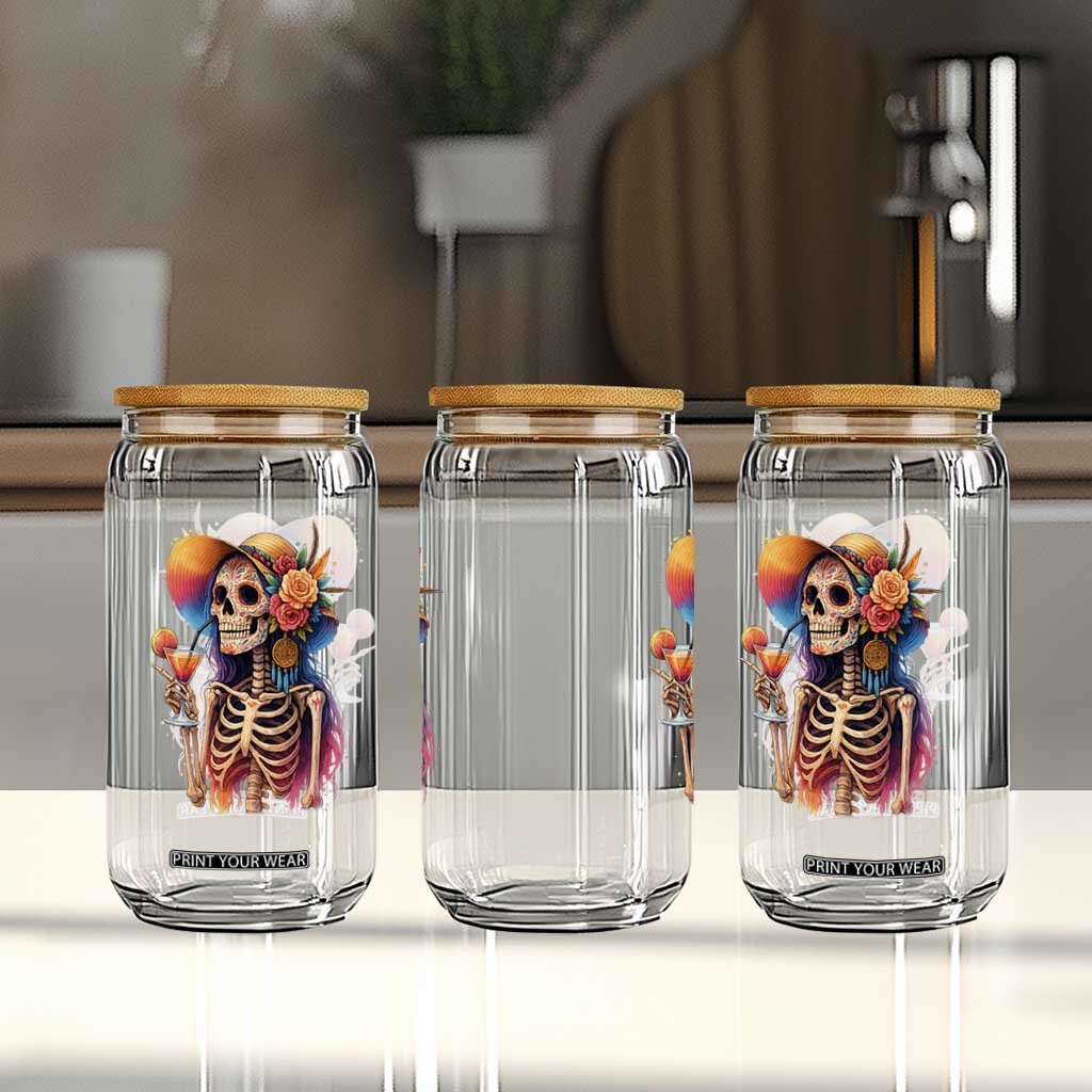 Funny Summer Sugar Skull Cocktail Lover Glass Can TS12 Print Your Wear