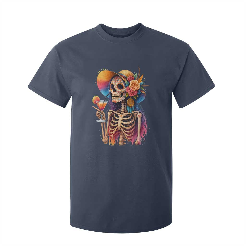 Funny Summer Sugar Skull Cocktail Lover T Shirt For Kid TS12 Navy Print Your Wear