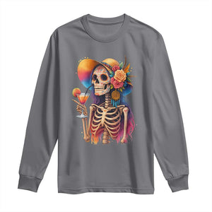Funny Summer Sugar Skull Cocktail Lover Long Sleeve Shirt TS12 Charcoal Print Your Wear