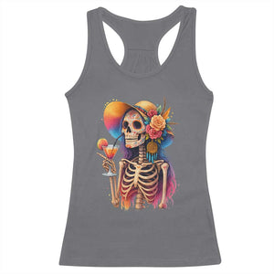 Funny Summer Sugar Skull Cocktail Lover Racerback Tank Top TS12 Charcoal Print Your Wear