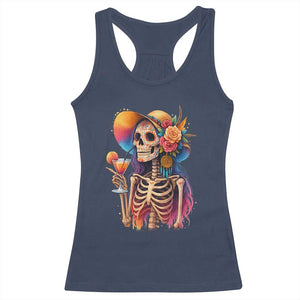 Funny Summer Sugar Skull Cocktail Lover Racerback Tank Top TS12 Navy Print Your Wear