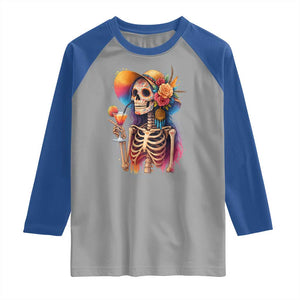 Funny Summer Sugar Skull Cocktail Lover Raglan Shirt TS12 Sport Gray Royal Print Your Wear