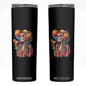 Funny Summer Sugar Skull Cocktail Lover Skinny Tumbler TS12 Black Print Your Wear
