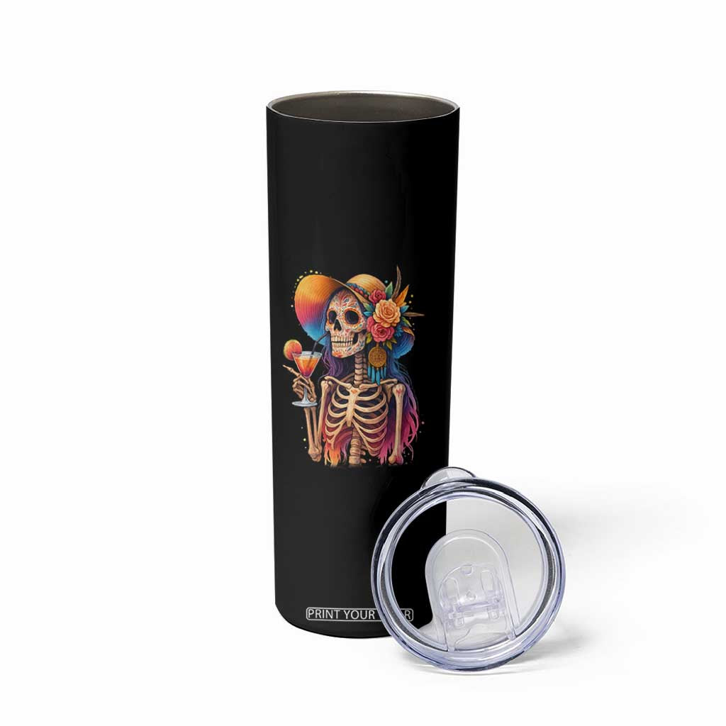 Funny Summer Sugar Skull Cocktail Lover Skinny Tumbler TS12 Print Your Wear