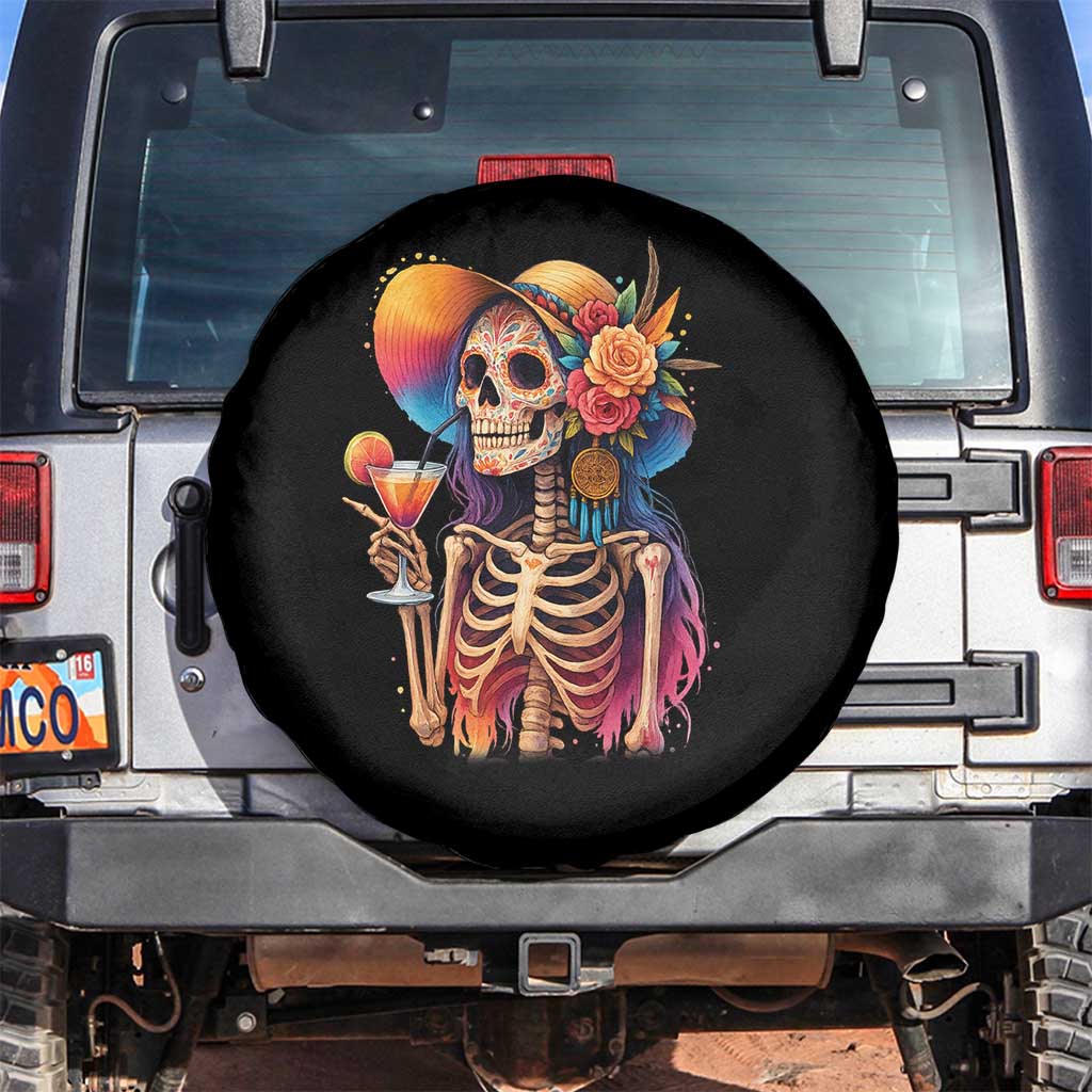 Funny Summer Sugar Skull Cocktail Lover Spare Tire Cover TS12 No hole Black Print Your Wear