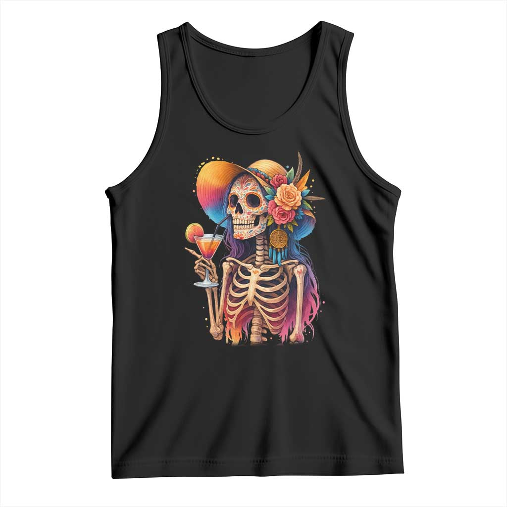 Funny Summer Sugar Skull Cocktail Lover Tank Top TS12 Black Print Your Wear