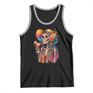 Funny Summer Sugar Skull Cocktail Lover Tank Top TS12 Black Athletic Heather Print Your Wear