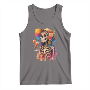 Funny Summer Sugar Skull Cocktail Lover Tank Top TS12 Deep Heather Print Your Wear