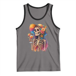 Funny Summer Sugar Skull Cocktail Lover Tank Top TS12 Deep Heather Black Print Your Wear
