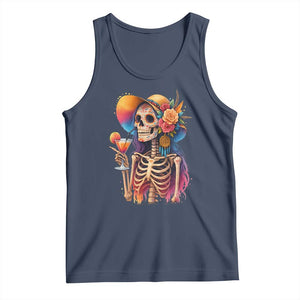 Funny Summer Sugar Skull Cocktail Lover Tank Top TS12 Navy Print Your Wear