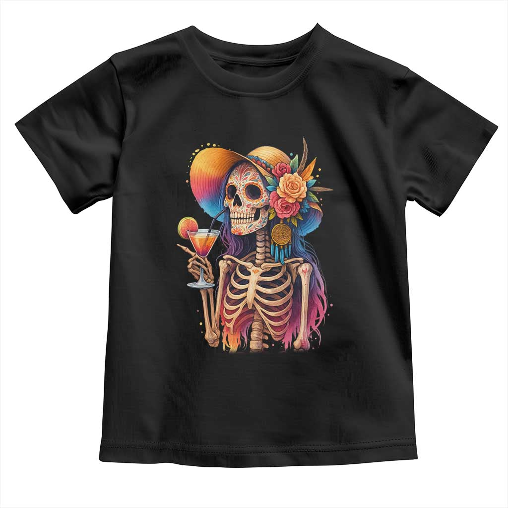 Funny Summer Sugar Skull Cocktail Lover Toddler T Shirt TS12 Black Print Your Wear