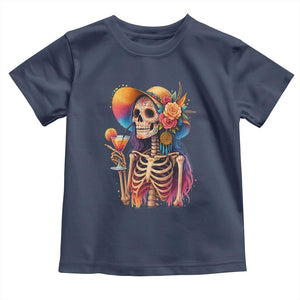Funny Summer Sugar Skull Cocktail Lover Toddler T Shirt TS12 Navy Print Your Wear