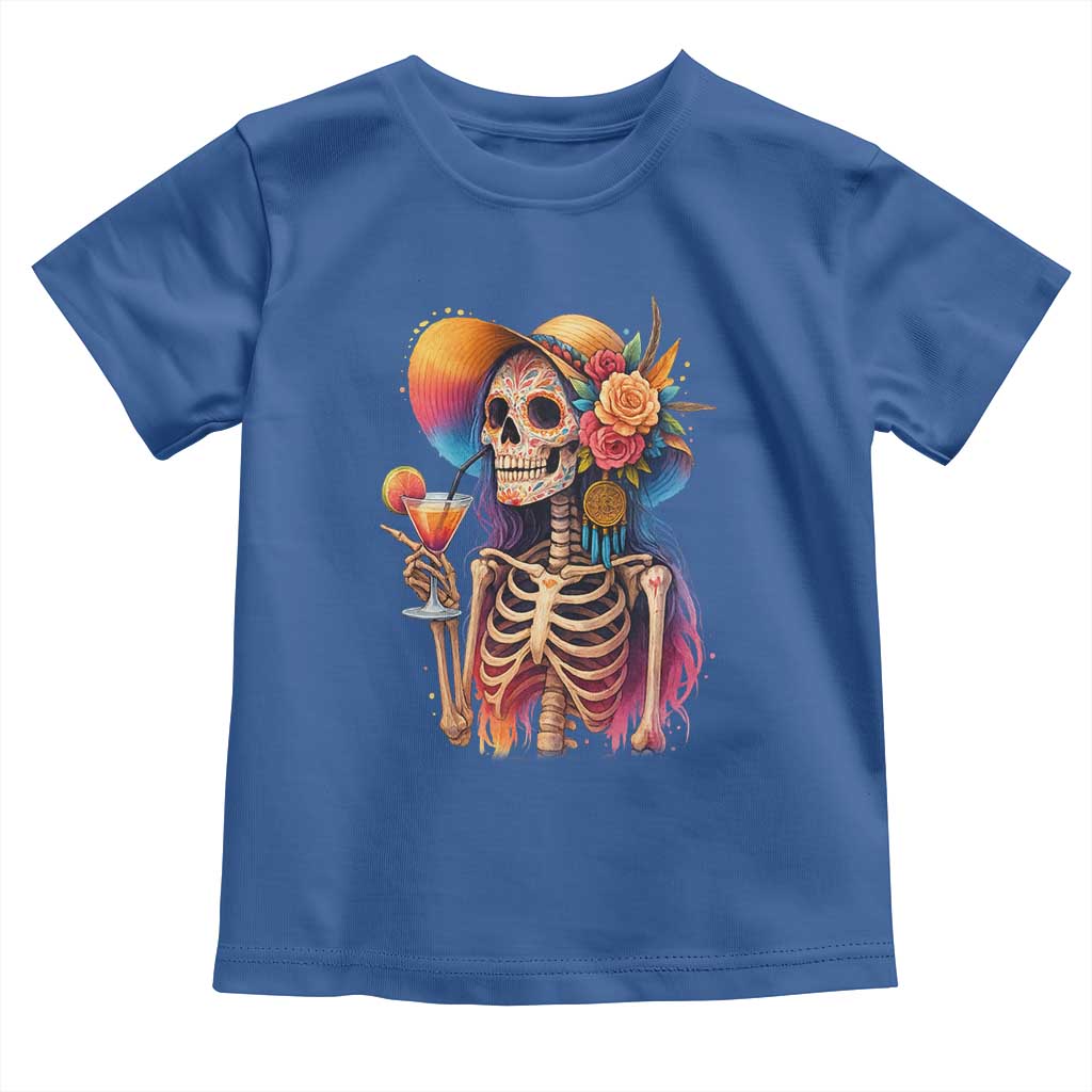Funny Summer Sugar Skull Cocktail Lover Toddler T Shirt TS12 Royal Blue Print Your Wear