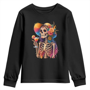Funny Summer Sugar Skull Cocktail Lover Youth Sweatshirt TS12 Black Print Your Wear